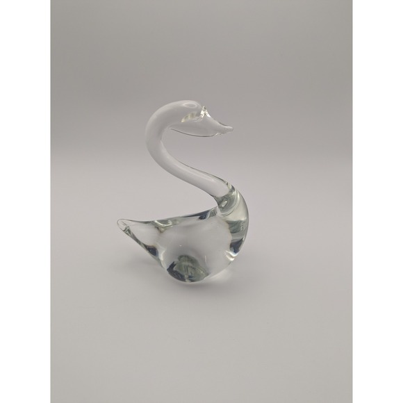 Other - Vintage Clear Glass Swan Figurine Paperweight Elegant Tabletop Decor Accent